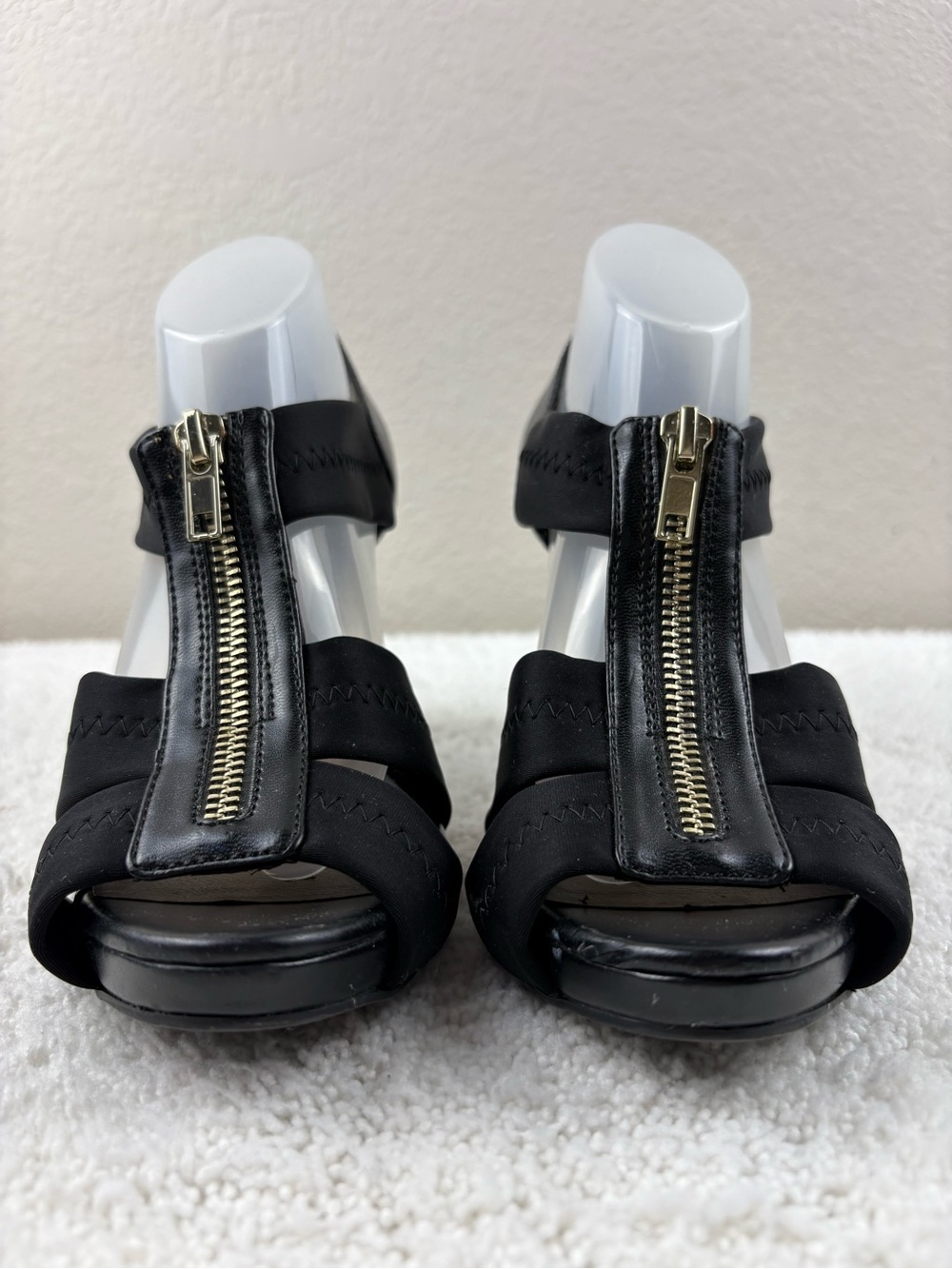 Women’s Black Coach & Four Zip-Front Strappy Sandals - Picture 1 of 12